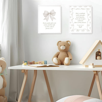 Coquette Yellow Bow Jesus Wall Art Decor Posters, Butter Yellow Bow Christian Room Bedroom Bathroom Dorm Wall Art Decor Aesthetic for College Teen Girls Gifts, Inspirational Bible Verses Bow Wall Decor, 10x8 Inch Set of 4 Bow Pictures(UNFRAMED)