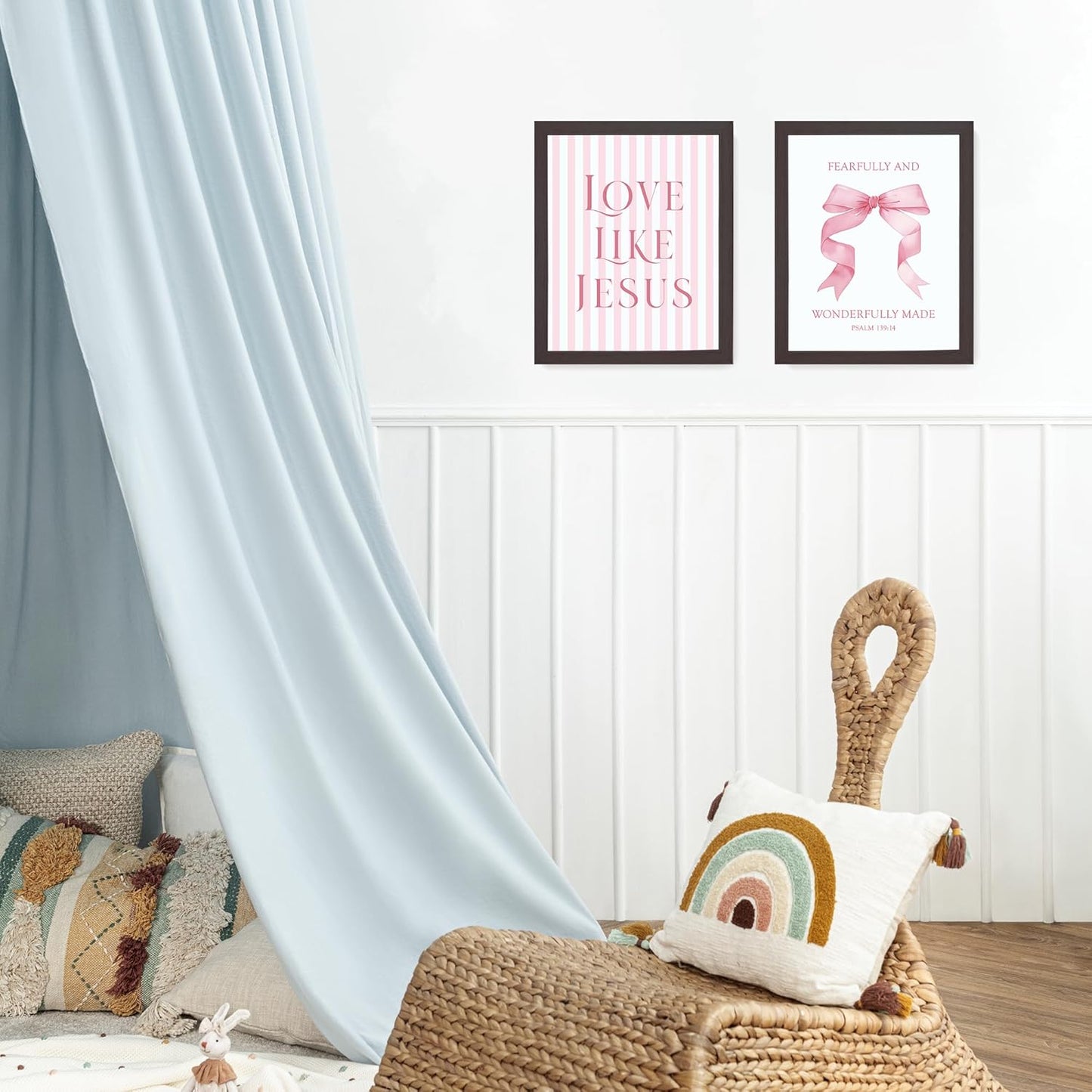 Coquette Yellow Bow Jesus Wall Art Decor Posters, Butter Yellow Bow Christian Room Bedroom Bathroom Dorm Wall Art Decor Aesthetic for College Teen Girls Gifts, Inspirational Bible Verses Bow Wall Decor, 10x8 Inch Set of 4 Bow Pictures(UNFRAMED)