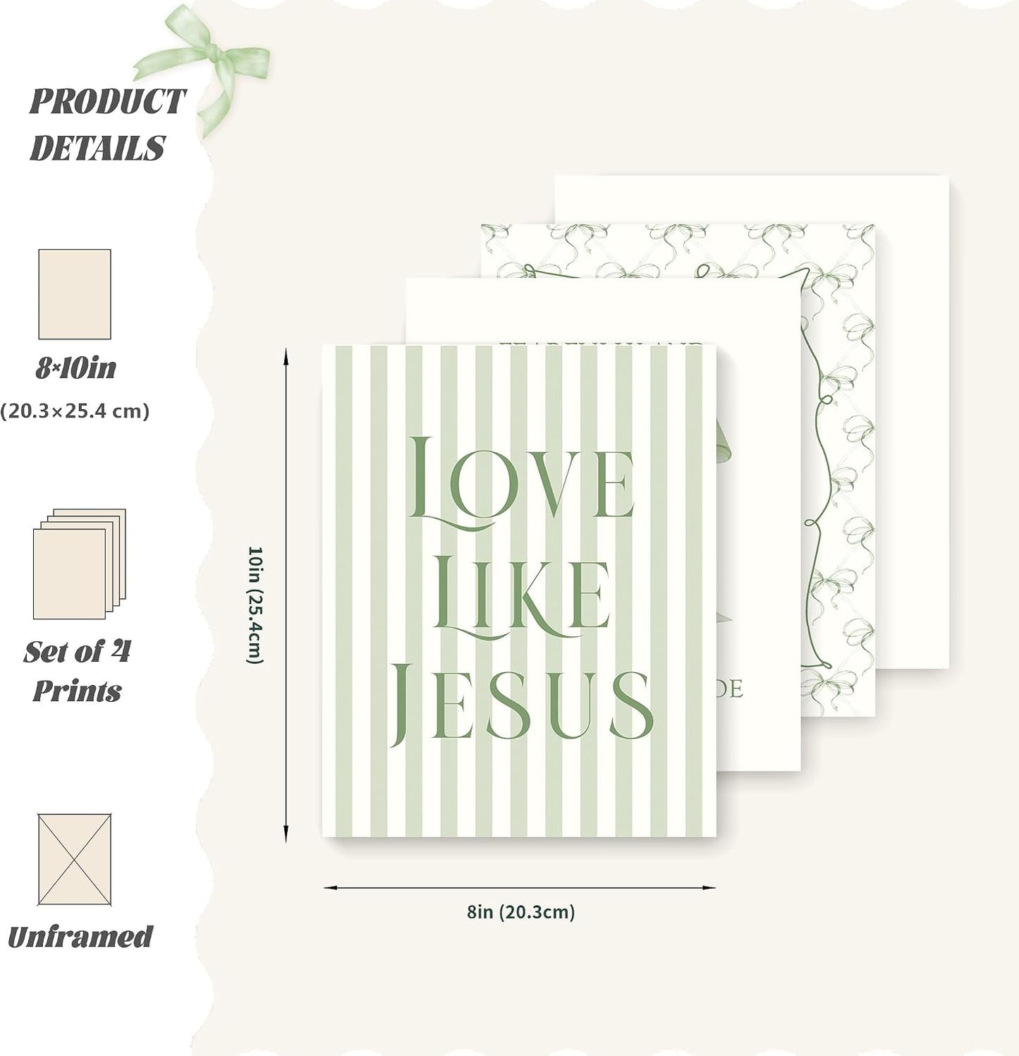 Coquette Yellow Bow Jesus Wall Art Decor Posters, Butter Yellow Bow Christian Room Bedroom Bathroom Dorm Wall Art Decor Aesthetic for College Teen Girls Gifts, Inspirational Bible Verses Bow Wall Decor, 10x8 Inch Set of 4 Bow Pictures(UNFRAMED)