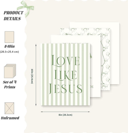 Coquette Yellow Bow Jesus Wall Art Decor Posters, Butter Yellow Bow Christian Room Bedroom Bathroom Dorm Wall Art Decor Aesthetic for College Teen Girls Gifts, Inspirational Bible Verses Bow Wall Decor, 10x8 Inch Set of 4 Bow Pictures(UNFRAMED)