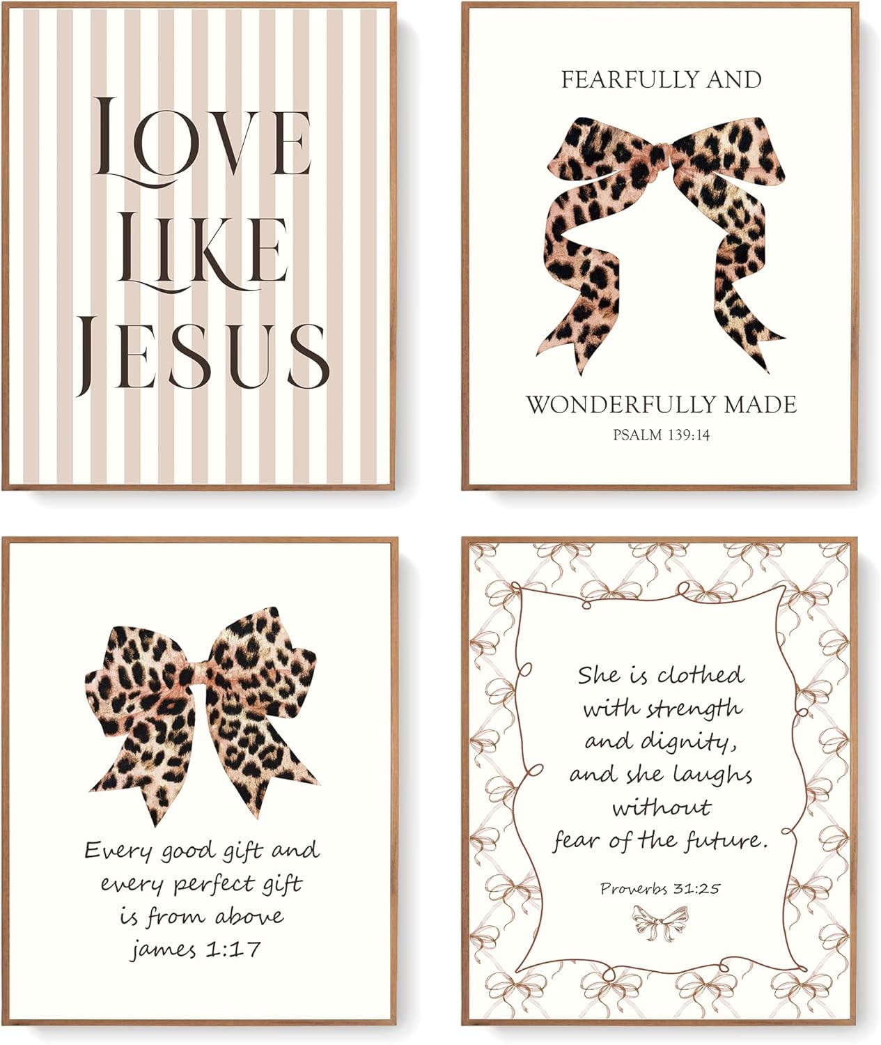 Coquette Yellow Bow Jesus Wall Art Decor Posters, Butter Yellow Bow Christian Room Bedroom Bathroom Dorm Wall Art Decor Aesthetic for College Teen Girls Gifts, Inspirational Bible Verses Bow Wall Decor, 10x8 Inch Set of 4 Bow Pictures(UNFRAMED)