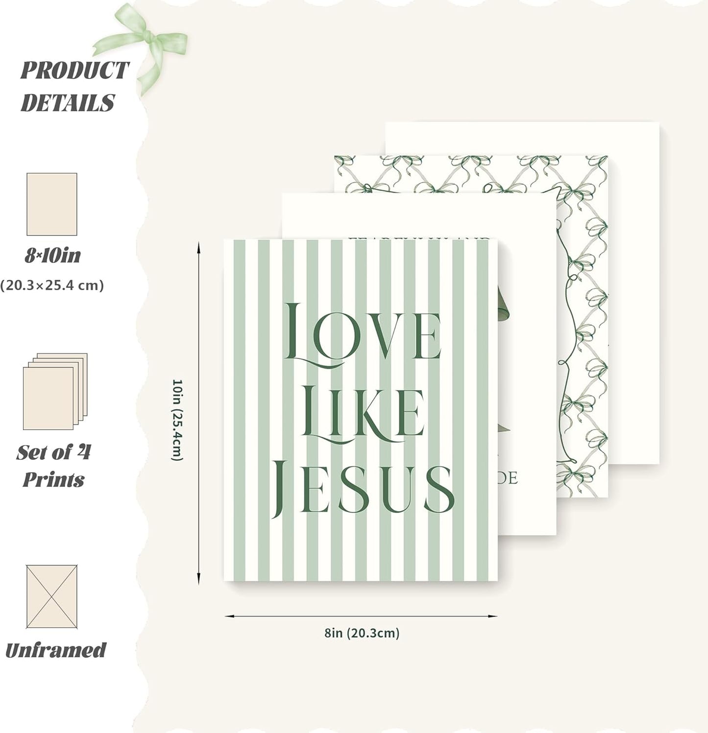 Coquette Yellow Bow Jesus Wall Art Decor Posters, Butter Yellow Bow Christian Room Bedroom Bathroom Dorm Wall Art Decor Aesthetic for College Teen Girls Gifts, Inspirational Bible Verses Bow Wall Decor, 10x8 Inch Set of 4 Bow Pictures(UNFRAMED)