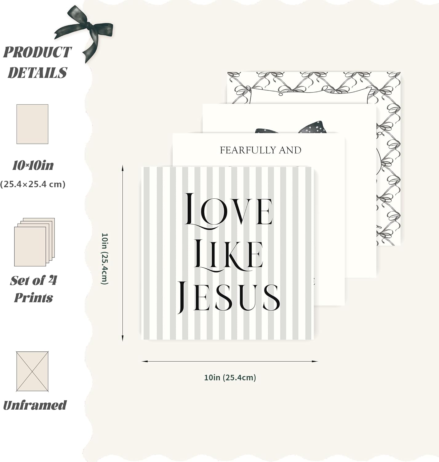 Coquette Yellow Bow Jesus Wall Art Decor Posters, Butter Yellow Bow Christian Room Bedroom Bathroom Dorm Wall Art Decor Aesthetic for College Teen Girls Gifts, Inspirational Bible Verses Bow Wall Decor, 10x8 Inch Set of 4 Bow Pictures(UNFRAMED)