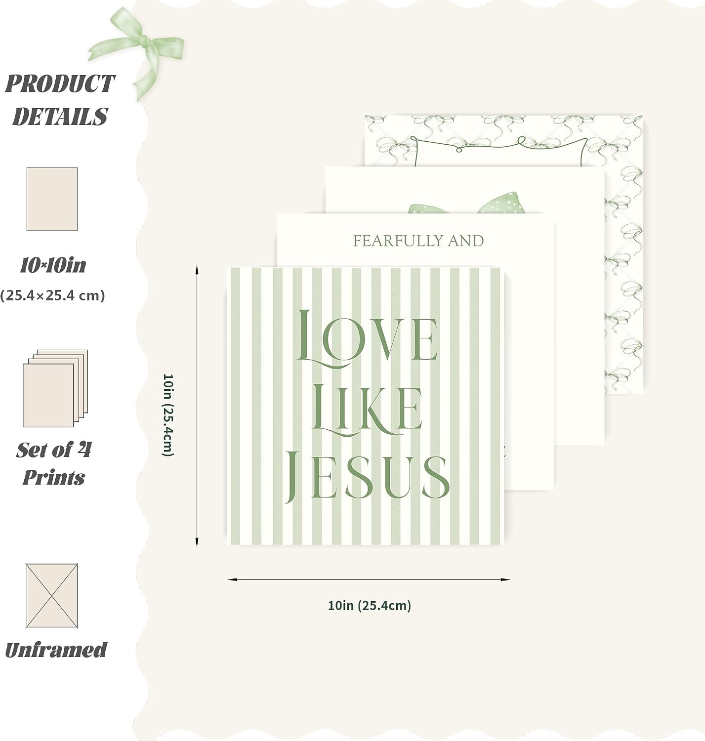 Coquette Yellow Bow Jesus Wall Art Decor Posters, Butter Yellow Bow Christian Room Bedroom Bathroom Dorm Wall Art Decor Aesthetic for College Teen Girls Gifts, Inspirational Bible Verses Bow Wall Decor, 10x8 Inch Set of 4 Bow Pictures(UNFRAMED)