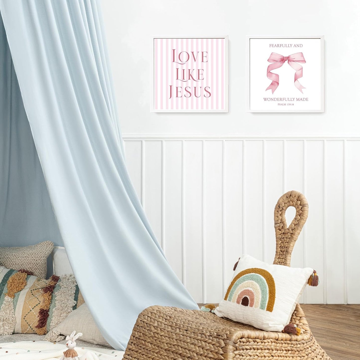 Coquette Yellow Bow Jesus Wall Art Decor Posters, Butter Yellow Bow Christian Room Bedroom Bathroom Dorm Wall Art Decor Aesthetic for College Teen Girls Gifts, Inspirational Bible Verses Bow Wall Decor, 10x8 Inch Set of 4 Bow Pictures(UNFRAMED)