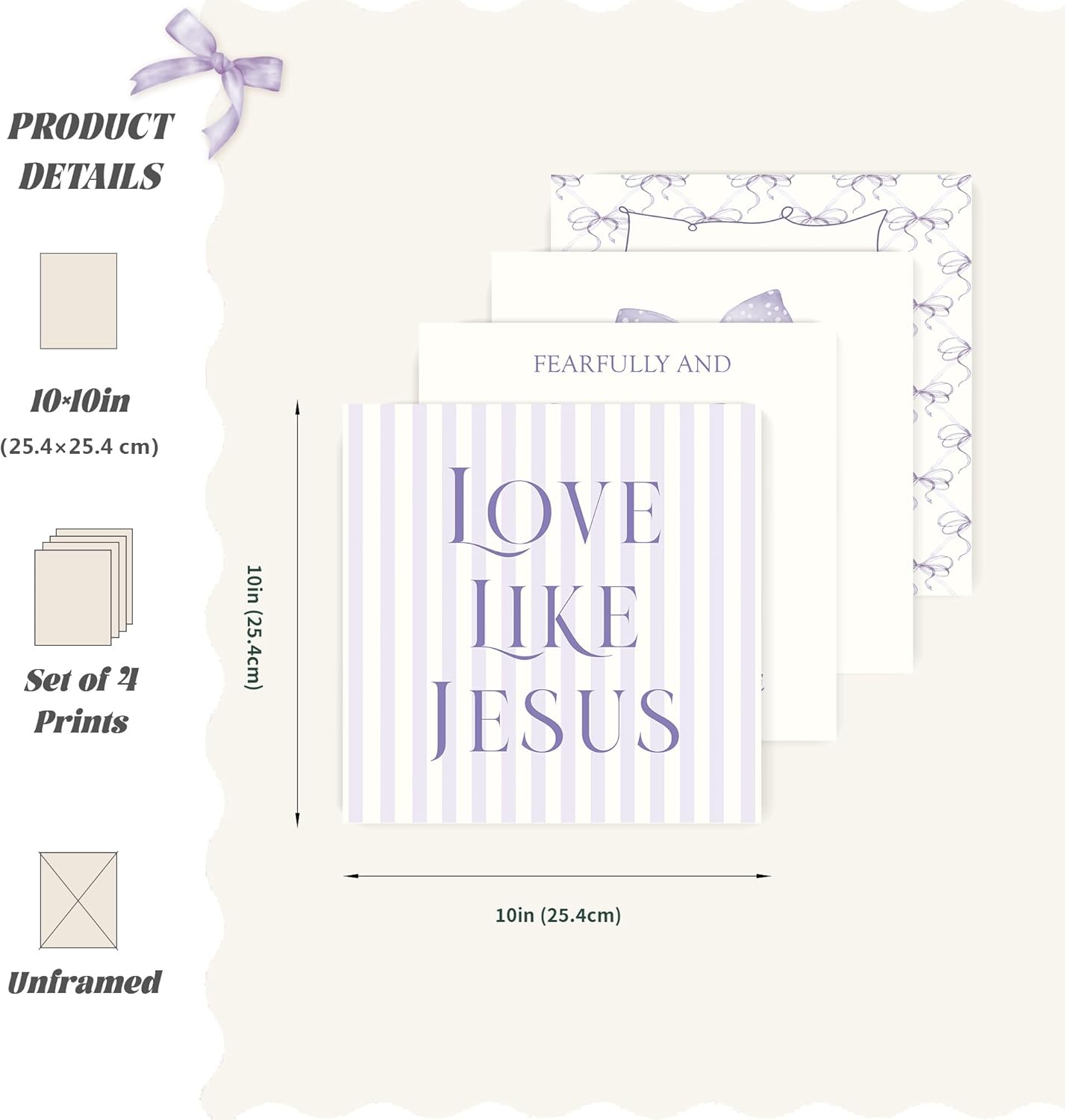 Coquette Yellow Bow Jesus Wall Art Decor Posters, Butter Yellow Bow Christian Room Bedroom Bathroom Dorm Wall Art Decor Aesthetic for College Teen Girls Gifts, Inspirational Bible Verses Bow Wall Decor, 10x8 Inch Set of 4 Bow Pictures(UNFRAMED)
