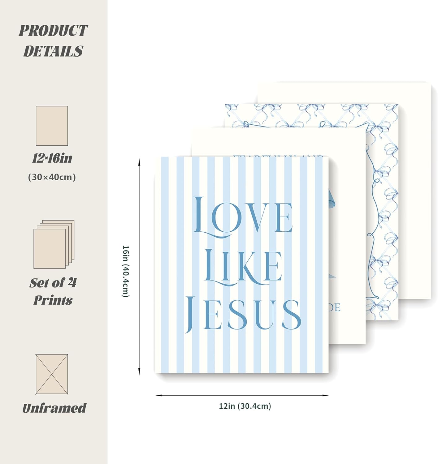 Coquette Yellow Bow Jesus Wall Art Decor Posters, Butter Yellow Bow Christian Room Bedroom Bathroom Dorm Wall Art Decor Aesthetic for College Teen Girls Gifts, Inspirational Bible Verses Bow Wall Decor, 10x8 Inch Set of 4 Bow Pictures(UNFRAMED)