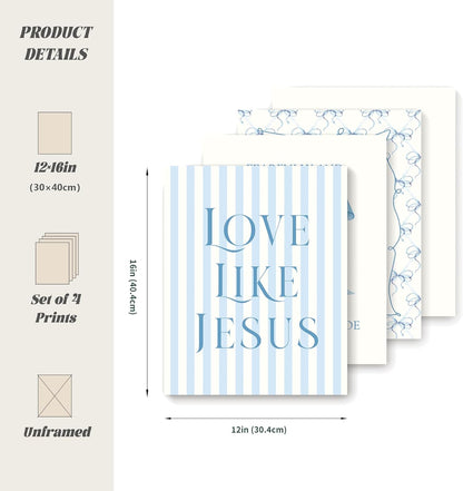 Coquette Yellow Bow Jesus Wall Art Decor Posters, Butter Yellow Bow Christian Room Bedroom Bathroom Dorm Wall Art Decor Aesthetic for College Teen Girls Gifts, Inspirational Bible Verses Bow Wall Decor, 10x8 Inch Set of 4 Bow Pictures(UNFRAMED)