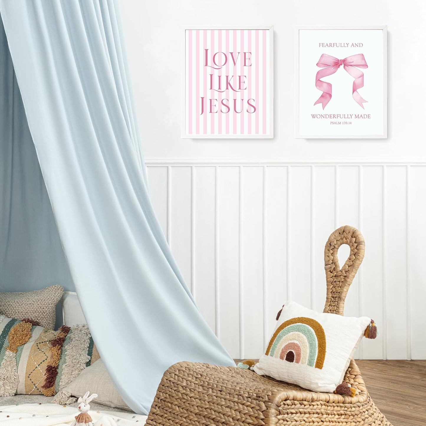 Coquette Yellow Bow Jesus Wall Art Decor Posters, Butter Yellow Bow Christian Room Bedroom Bathroom Dorm Wall Art Decor Aesthetic for College Teen Girls Gifts, Inspirational Bible Verses Bow Wall Decor, 10x8 Inch Set of 4 Bow Pictures(UNFRAMED)