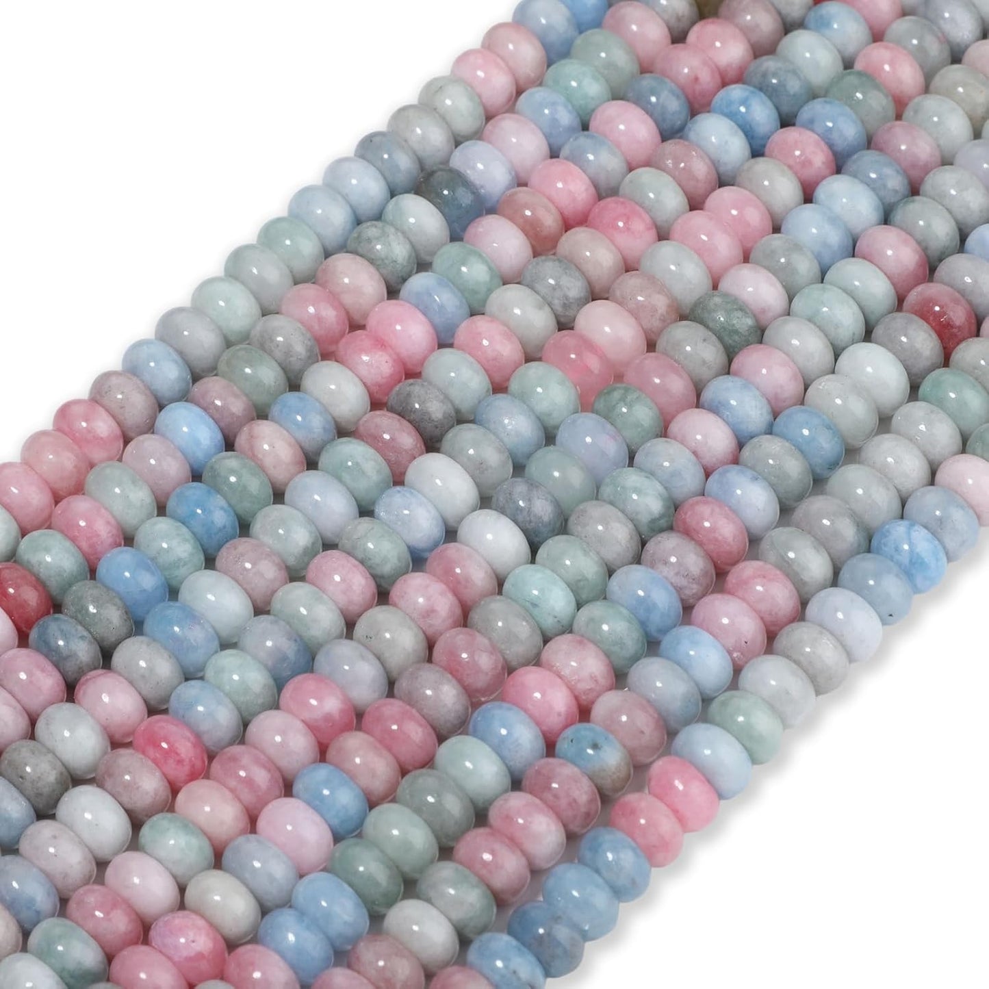5x8mm Natural Green Lemon Jade Stone Rondelle Beads, 75PCS Spacer Round Loose Abacus Beads for Jewelry Making, Gemstone for Bracelet Necklace Earrings, Arts and Crafts