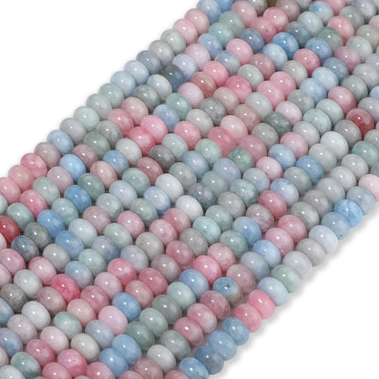 5x8mm Natural Green Lemon Jade Stone Rondelle Beads, 75PCS Spacer Round Loose Abacus Beads for Jewelry Making, Gemstone for Bracelet Necklace Earrings, Arts and Crafts