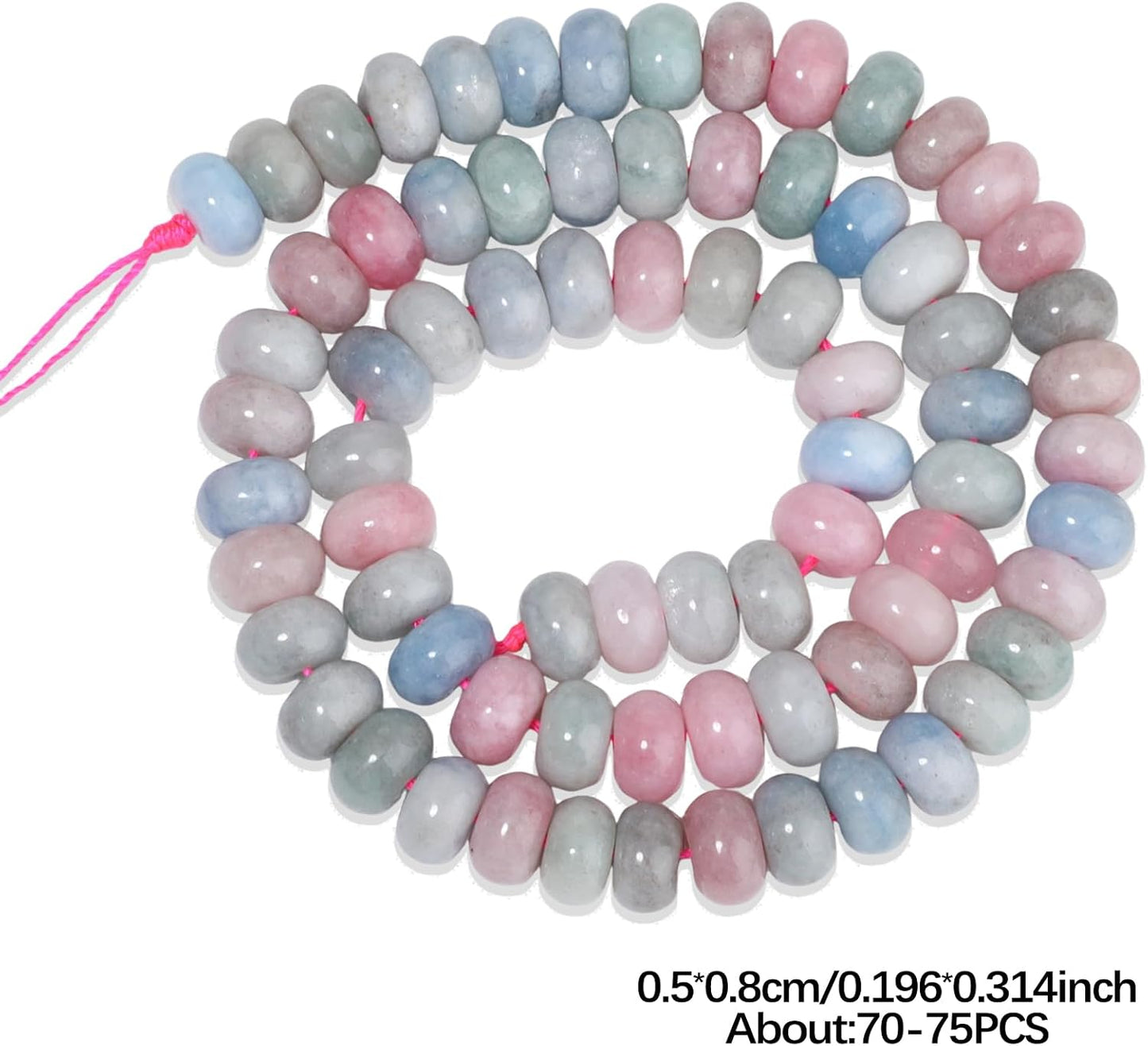 5x8mm Natural Green Lemon Jade Stone Rondelle Beads, 75PCS Spacer Round Loose Abacus Beads for Jewelry Making, Gemstone for Bracelet Necklace Earrings, Arts and Crafts