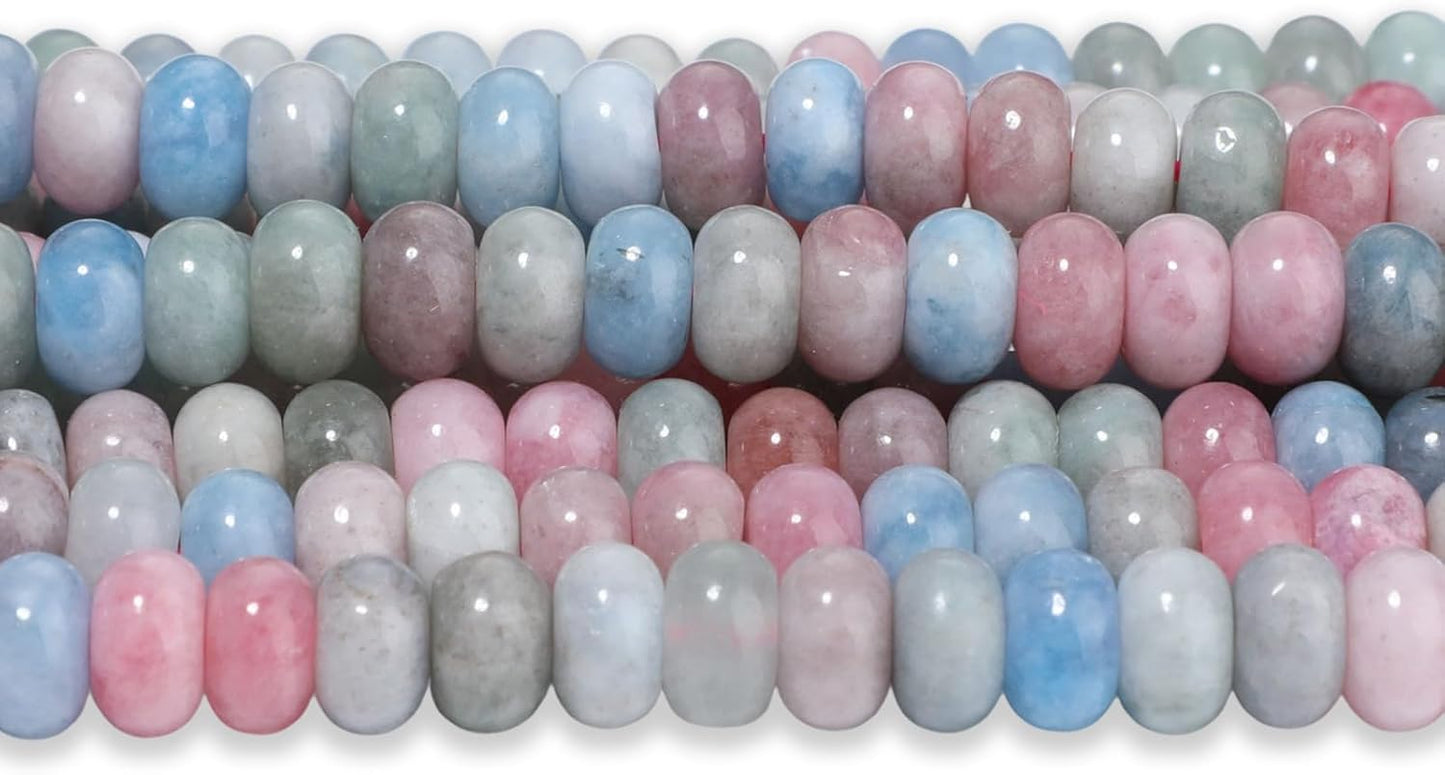 5x8mm Natural Green Lemon Jade Stone Rondelle Beads, 75PCS Spacer Round Loose Abacus Beads for Jewelry Making, Gemstone for Bracelet Necklace Earrings, Arts and Crafts