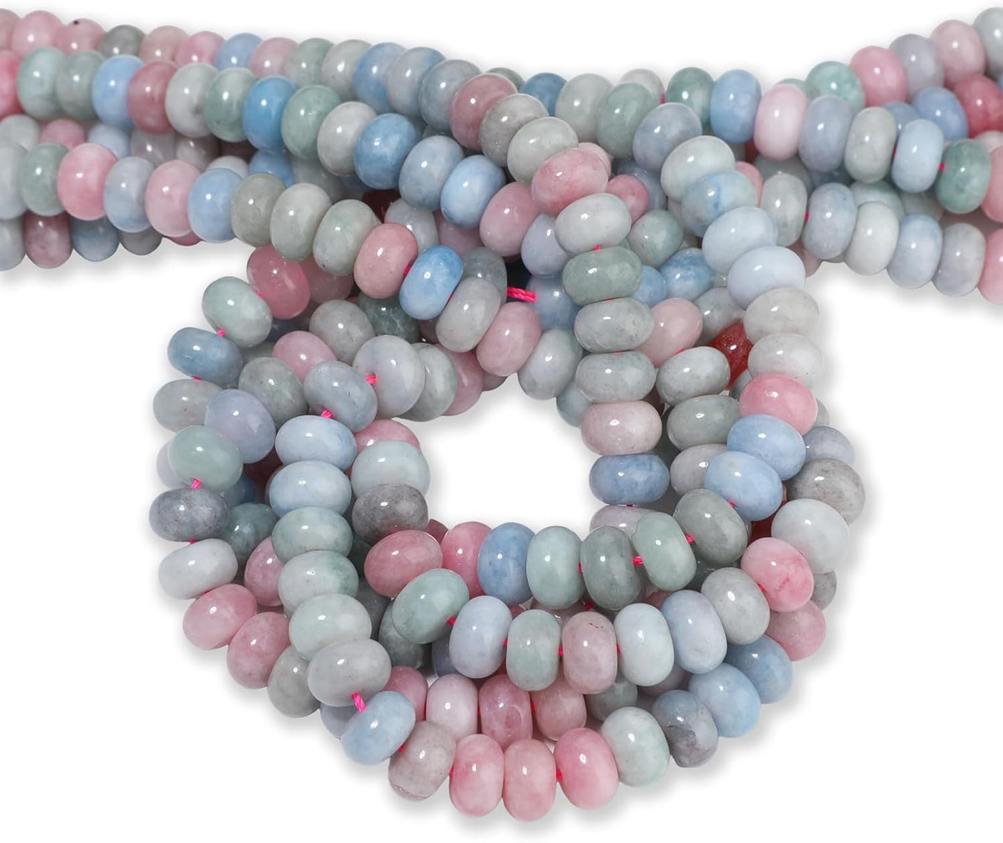 5x8mm Natural Green Lemon Jade Stone Rondelle Beads, 75PCS Spacer Round Loose Abacus Beads for Jewelry Making, Gemstone for Bracelet Necklace Earrings, Arts and Crafts