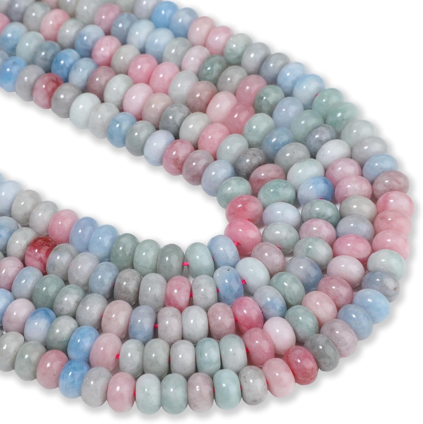5x8mm Natural Green Lemon Jade Stone Rondelle Beads, 75PCS Spacer Round Loose Abacus Beads for Jewelry Making, Gemstone for Bracelet Necklace Earrings, Arts and Crafts