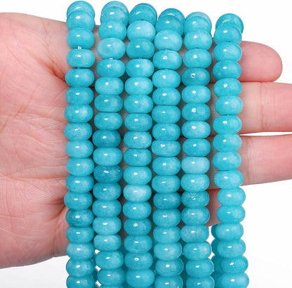 5x8mm Natural Green Lemon Jade Stone Rondelle Beads, 75PCS Spacer Round Loose Abacus Beads for Jewelry Making, Gemstone for Bracelet Necklace Earrings, Arts and Crafts