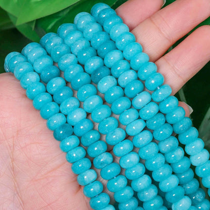 5x8mm Natural Green Lemon Jade Stone Rondelle Beads, 75PCS Spacer Round Loose Abacus Beads for Jewelry Making, Gemstone for Bracelet Necklace Earrings, Arts and Crafts