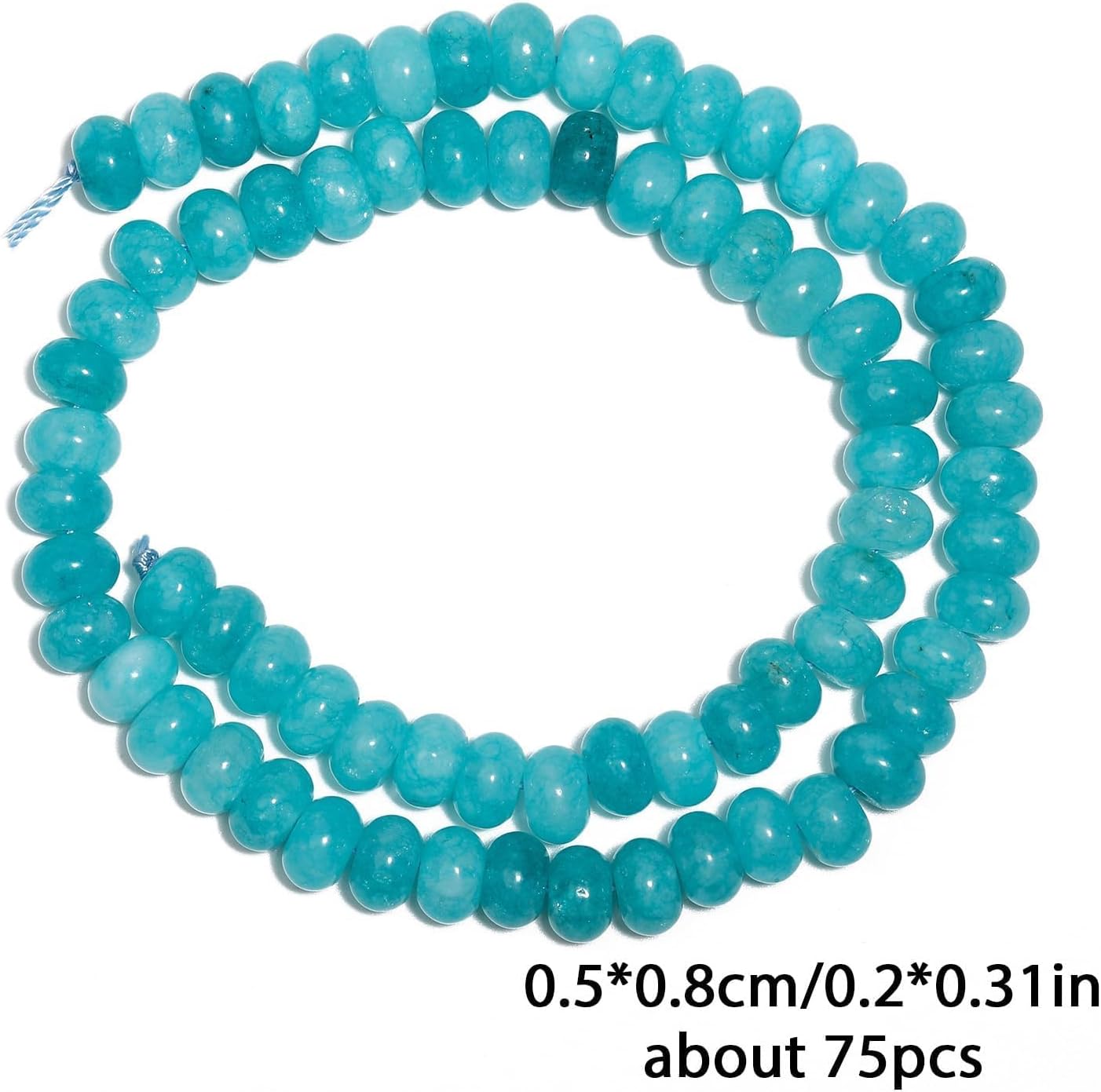 5x8mm Natural Green Lemon Jade Stone Rondelle Beads, 75PCS Spacer Round Loose Abacus Beads for Jewelry Making, Gemstone for Bracelet Necklace Earrings, Arts and Crafts