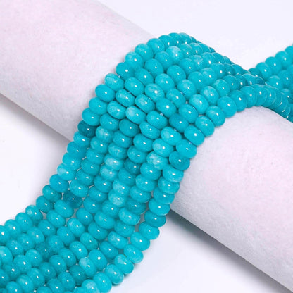 5x8mm Natural Green Lemon Jade Stone Rondelle Beads, 75PCS Spacer Round Loose Abacus Beads for Jewelry Making, Gemstone for Bracelet Necklace Earrings, Arts and Crafts