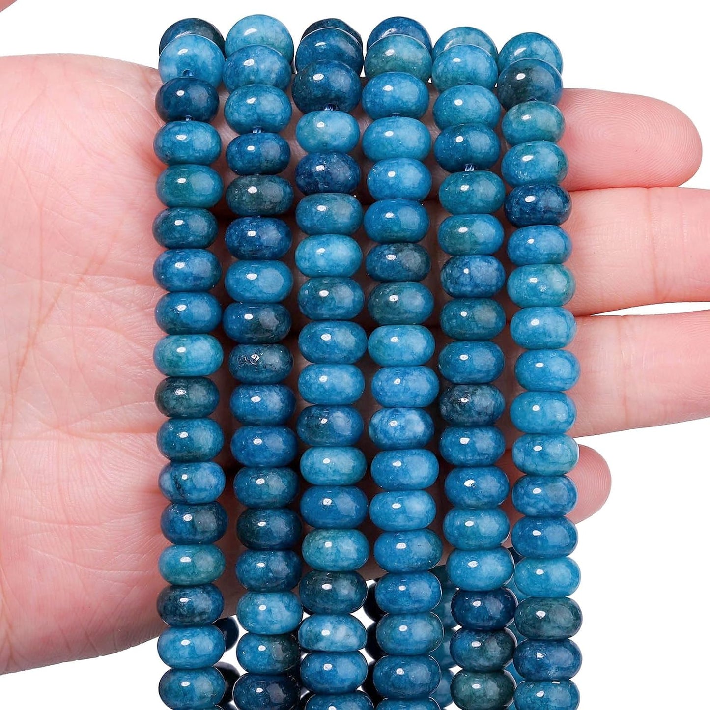 5x8mm Natural Green Lemon Jade Stone Rondelle Beads, 75PCS Spacer Round Loose Abacus Beads for Jewelry Making, Gemstone for Bracelet Necklace Earrings, Arts and Crafts