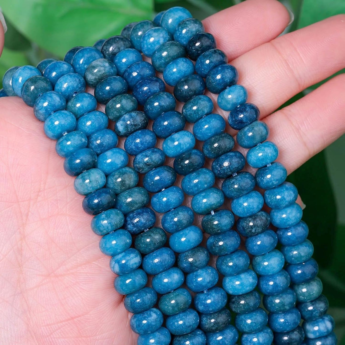5x8mm Natural Green Lemon Jade Stone Rondelle Beads, 75PCS Spacer Round Loose Abacus Beads for Jewelry Making, Gemstone for Bracelet Necklace Earrings, Arts and Crafts