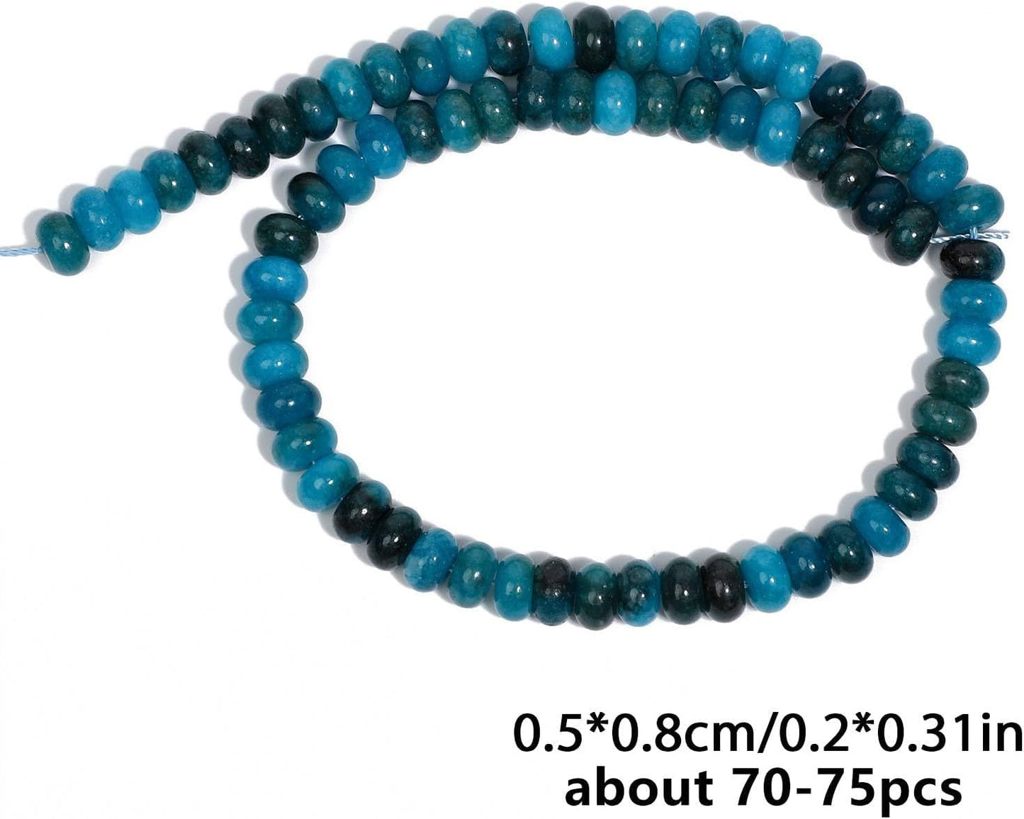 5x8mm Natural Green Lemon Jade Stone Rondelle Beads, 75PCS Spacer Round Loose Abacus Beads for Jewelry Making, Gemstone for Bracelet Necklace Earrings, Arts and Crafts