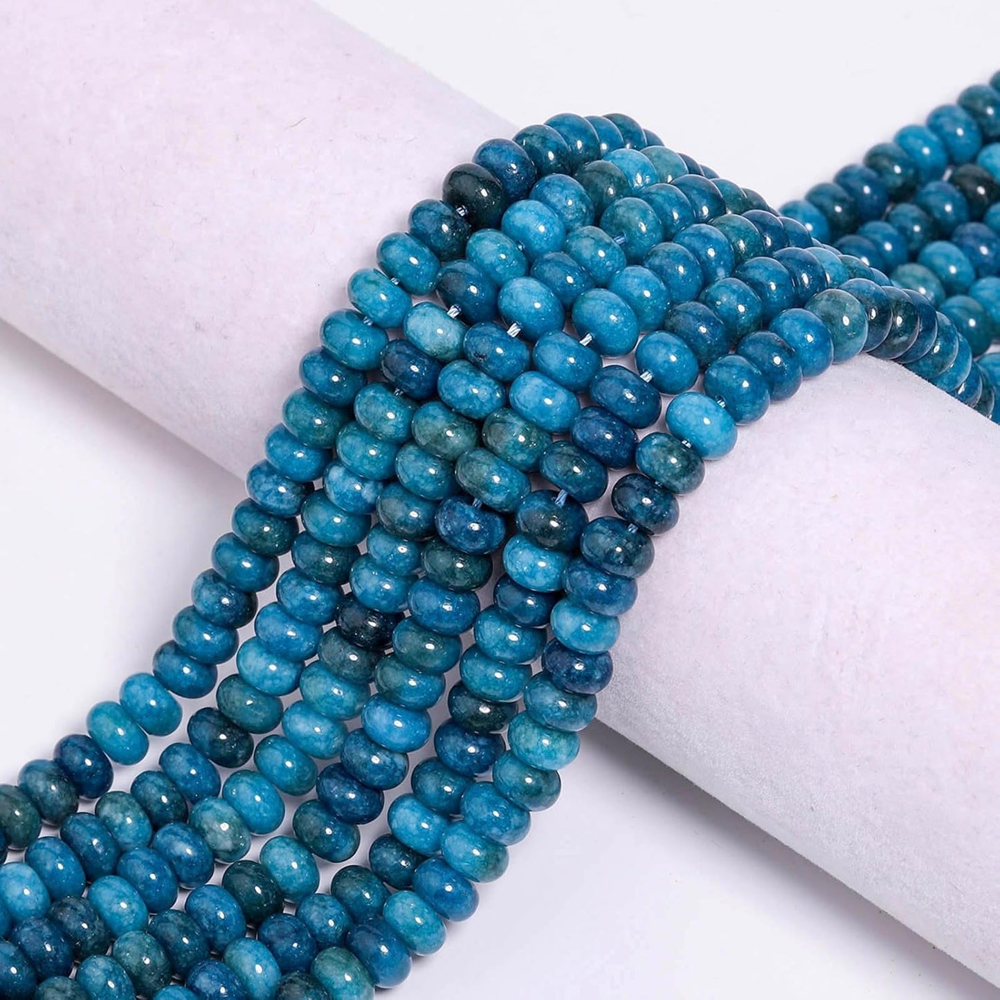 5x8mm Natural Green Lemon Jade Stone Rondelle Beads, 75PCS Spacer Round Loose Abacus Beads for Jewelry Making, Gemstone for Bracelet Necklace Earrings, Arts and Crafts