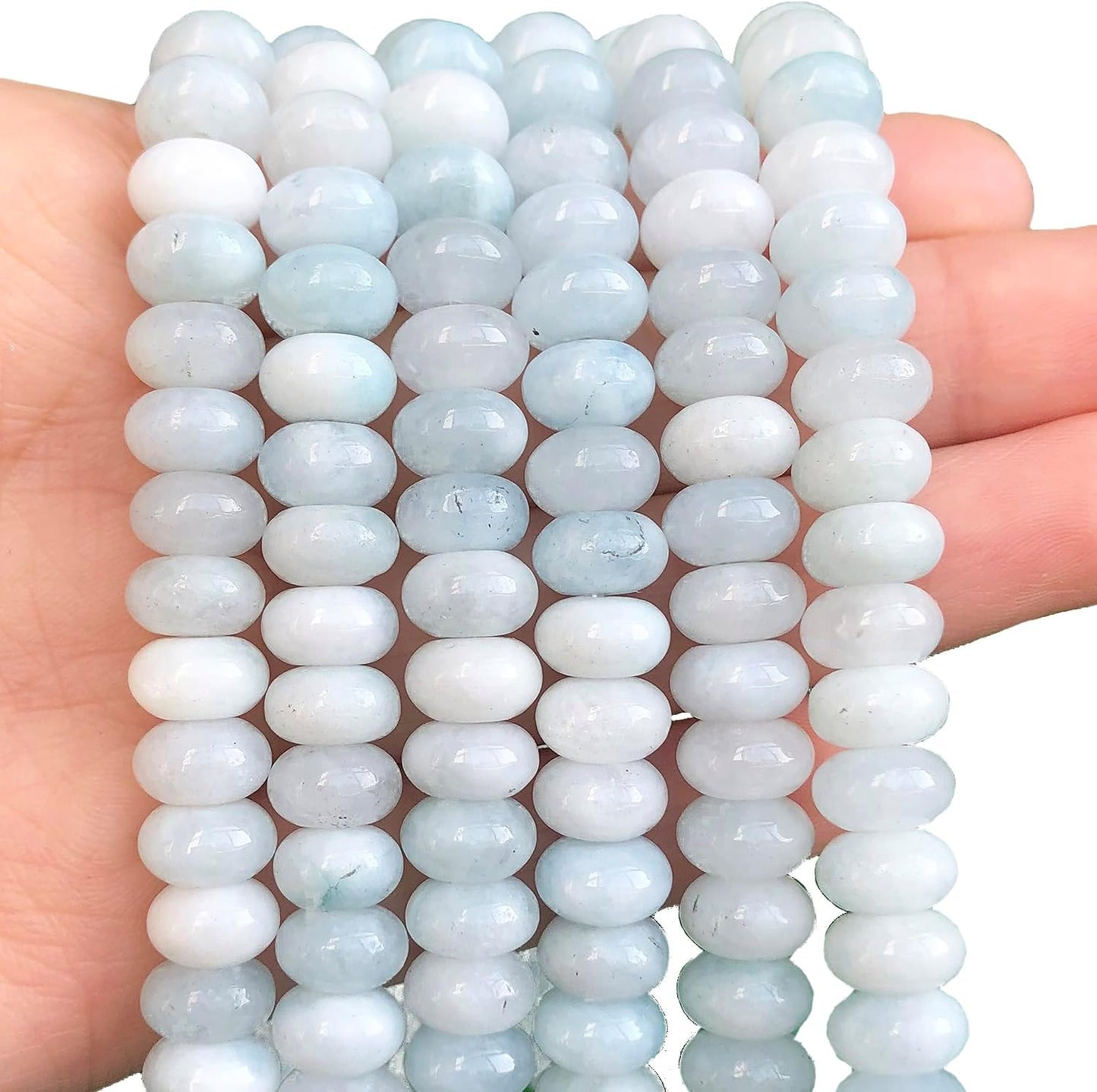 5x8mm Natural Green Lemon Jade Stone Rondelle Beads, 75PCS Spacer Round Loose Abacus Beads for Jewelry Making, Gemstone for Bracelet Necklace Earrings, Arts and Crafts