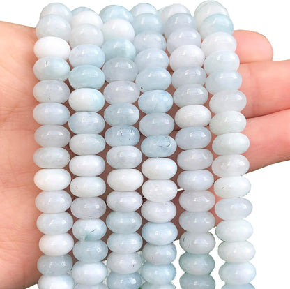 5x8mm Natural Green Lemon Jade Stone Rondelle Beads, 75PCS Spacer Round Loose Abacus Beads for Jewelry Making, Gemstone for Bracelet Necklace Earrings, Arts and Crafts