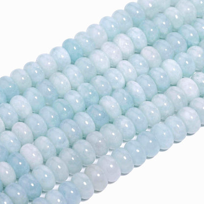 5x8mm Natural Green Lemon Jade Stone Rondelle Beads, 75PCS Spacer Round Loose Abacus Beads for Jewelry Making, Gemstone for Bracelet Necklace Earrings, Arts and Crafts