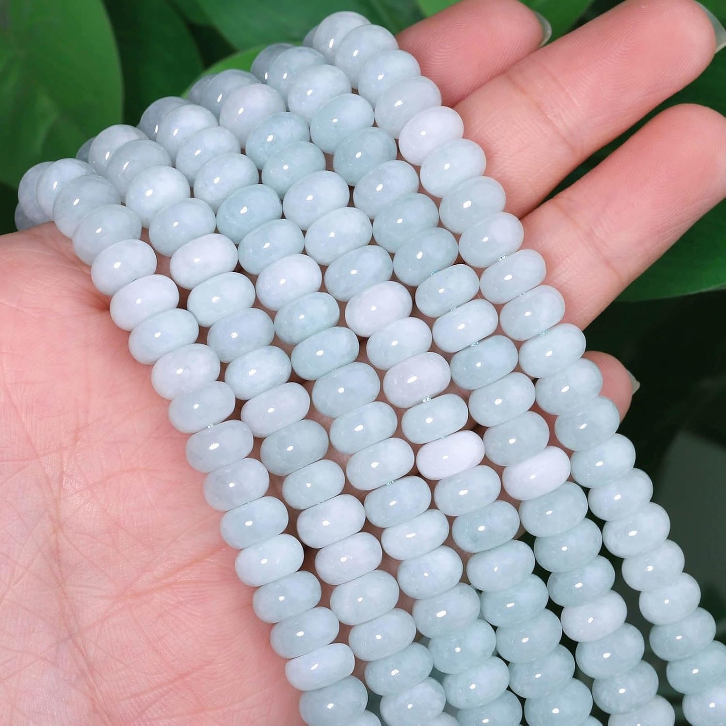 5x8mm Natural Green Lemon Jade Stone Rondelle Beads, 75PCS Spacer Round Loose Abacus Beads for Jewelry Making, Gemstone for Bracelet Necklace Earrings, Arts and Crafts