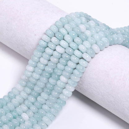 5x8mm Natural Green Lemon Jade Stone Rondelle Beads, 75PCS Spacer Round Loose Abacus Beads for Jewelry Making, Gemstone for Bracelet Necklace Earrings, Arts and Crafts