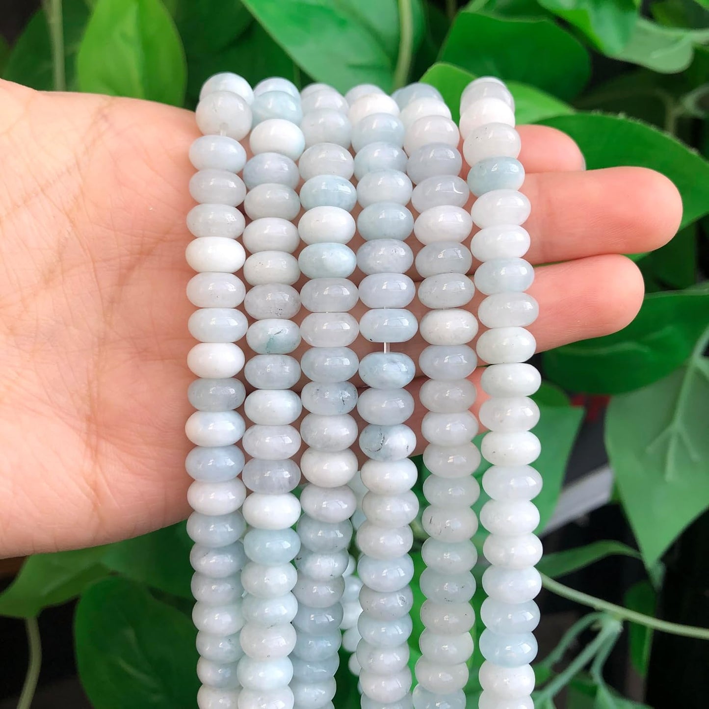5x8mm Natural Green Lemon Jade Stone Rondelle Beads, 75PCS Spacer Round Loose Abacus Beads for Jewelry Making, Gemstone for Bracelet Necklace Earrings, Arts and Crafts
