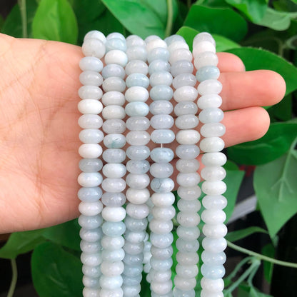 5x8mm Natural Green Lemon Jade Stone Rondelle Beads, 75PCS Spacer Round Loose Abacus Beads for Jewelry Making, Gemstone for Bracelet Necklace Earrings, Arts and Crafts