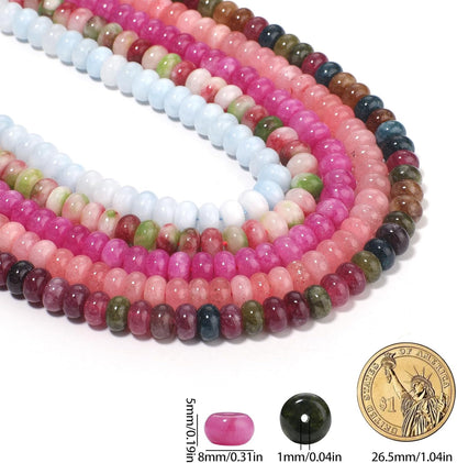 5x8mm Natural Green Lemon Jade Stone Rondelle Beads, 75PCS Spacer Round Loose Abacus Beads for Jewelry Making, Gemstone for Bracelet Necklace Earrings, Arts and Crafts