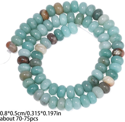 5x8mm Natural Green Lemon Jade Stone Rondelle Beads, 75PCS Spacer Round Loose Abacus Beads for Jewelry Making, Gemstone for Bracelet Necklace Earrings, Arts and Crafts