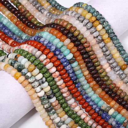 5x8mm Natural Green Lemon Jade Stone Rondelle Beads, 75PCS Spacer Round Loose Abacus Beads for Jewelry Making, Gemstone for Bracelet Necklace Earrings, Arts and Crafts