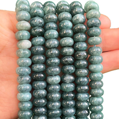 5x8mm Natural Green Lemon Jade Stone Rondelle Beads, 75PCS Spacer Round Loose Abacus Beads for Jewelry Making, Gemstone for Bracelet Necklace Earrings, Arts and Crafts