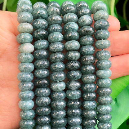 5x8mm Natural Green Lemon Jade Stone Rondelle Beads, 75PCS Spacer Round Loose Abacus Beads for Jewelry Making, Gemstone for Bracelet Necklace Earrings, Arts and Crafts