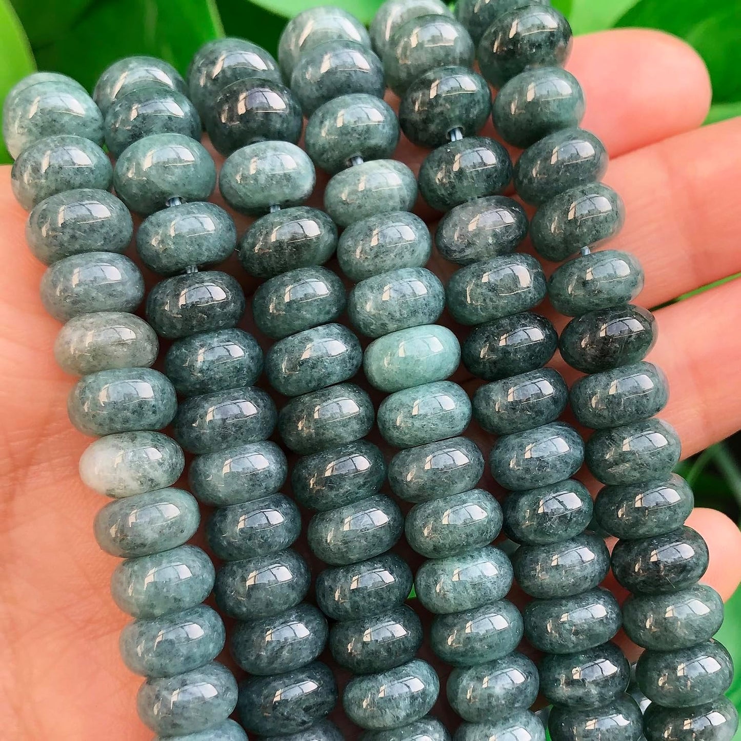 5x8mm Natural Green Lemon Jade Stone Rondelle Beads, 75PCS Spacer Round Loose Abacus Beads for Jewelry Making, Gemstone for Bracelet Necklace Earrings, Arts and Crafts