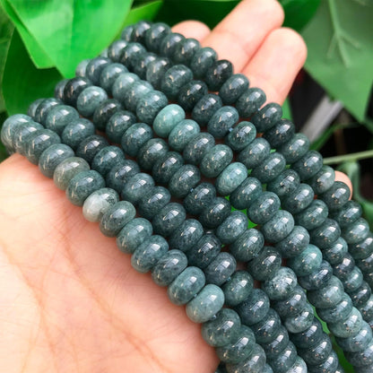 5x8mm Natural Green Lemon Jade Stone Rondelle Beads, 75PCS Spacer Round Loose Abacus Beads for Jewelry Making, Gemstone for Bracelet Necklace Earrings, Arts and Crafts