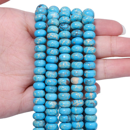 5x8mm Natural Green Lemon Jade Stone Rondelle Beads, 75PCS Spacer Round Loose Abacus Beads for Jewelry Making, Gemstone for Bracelet Necklace Earrings, Arts and Crafts