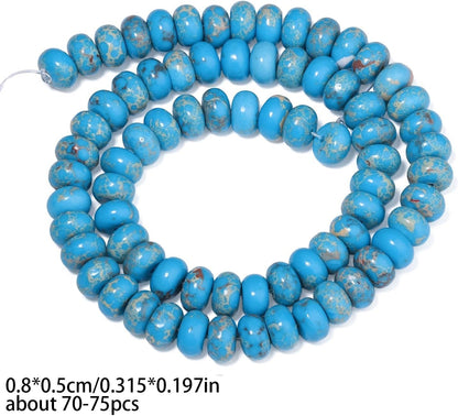 5x8mm Natural Green Lemon Jade Stone Rondelle Beads, 75PCS Spacer Round Loose Abacus Beads for Jewelry Making, Gemstone for Bracelet Necklace Earrings, Arts and Crafts
