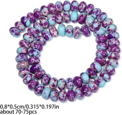 5x8mm Natural Green Lemon Jade Stone Rondelle Beads, 75PCS Spacer Round Loose Abacus Beads for Jewelry Making, Gemstone for Bracelet Necklace Earrings, Arts and Crafts