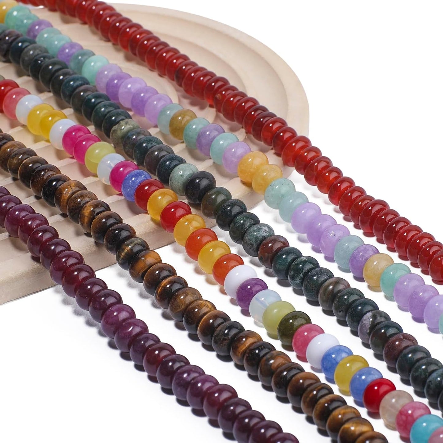 5x8mm Natural Green Lemon Jade Stone Rondelle Beads, 75PCS Spacer Round Loose Abacus Beads for Jewelry Making, Gemstone for Bracelet Necklace Earrings, Arts and Crafts