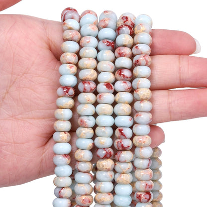 5x8mm Natural Green Lemon Jade Stone Rondelle Beads, 75PCS Spacer Round Loose Abacus Beads for Jewelry Making, Gemstone for Bracelet Necklace Earrings, Arts and Crafts
