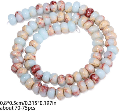 5x8mm Natural Green Lemon Jade Stone Rondelle Beads, 75PCS Spacer Round Loose Abacus Beads for Jewelry Making, Gemstone for Bracelet Necklace Earrings, Arts and Crafts