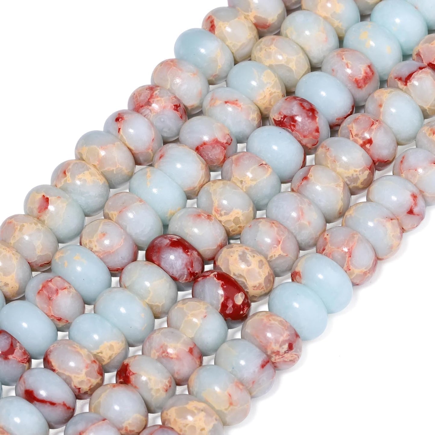 5x8mm Natural Green Lemon Jade Stone Rondelle Beads, 75PCS Spacer Round Loose Abacus Beads for Jewelry Making, Gemstone for Bracelet Necklace Earrings, Arts and Crafts