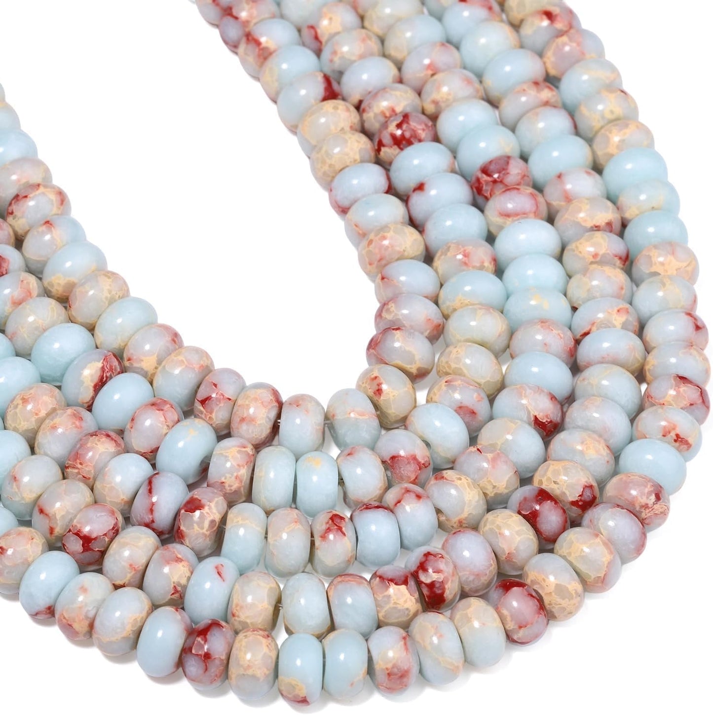 5x8mm Natural Green Lemon Jade Stone Rondelle Beads, 75PCS Spacer Round Loose Abacus Beads for Jewelry Making, Gemstone for Bracelet Necklace Earrings, Arts and Crafts