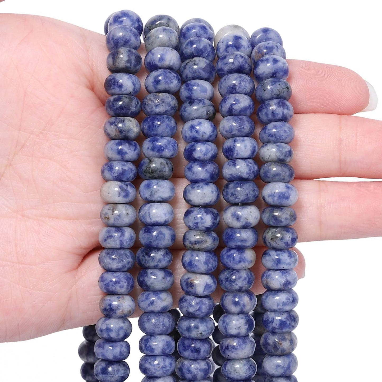 5x8mm Natural Green Lemon Jade Stone Rondelle Beads, 75PCS Spacer Round Loose Abacus Beads for Jewelry Making, Gemstone for Bracelet Necklace Earrings, Arts and Crafts